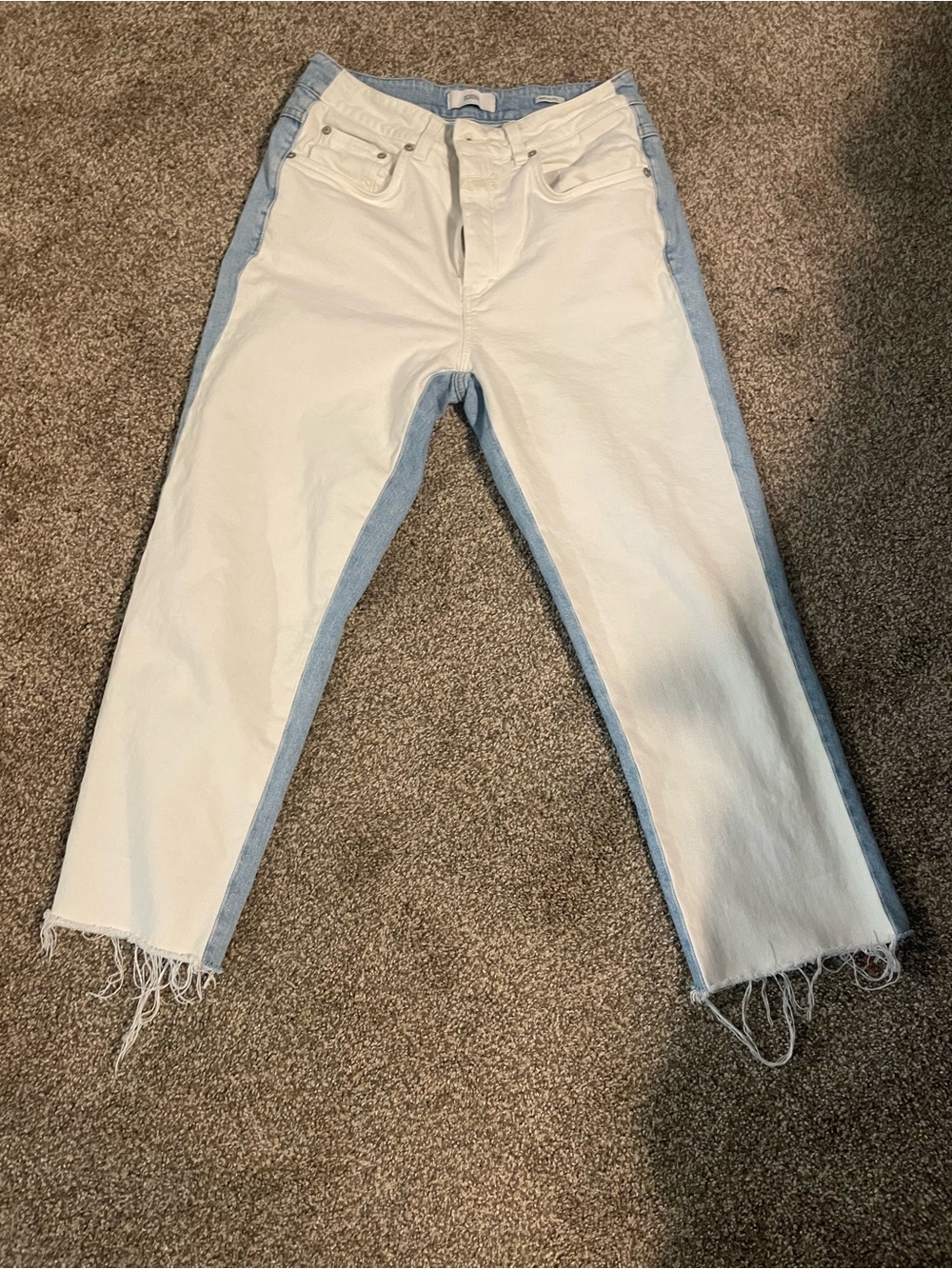Closed White and Light Blue Two-Tone Denim Jeans - Picture 2 of 5